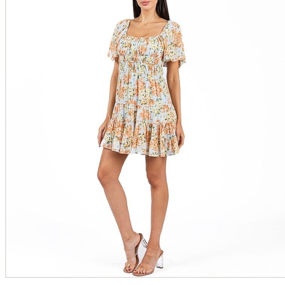 B. Smart NWT Light Blue Floral Sleeveless Mini Dress Juniors Size 13